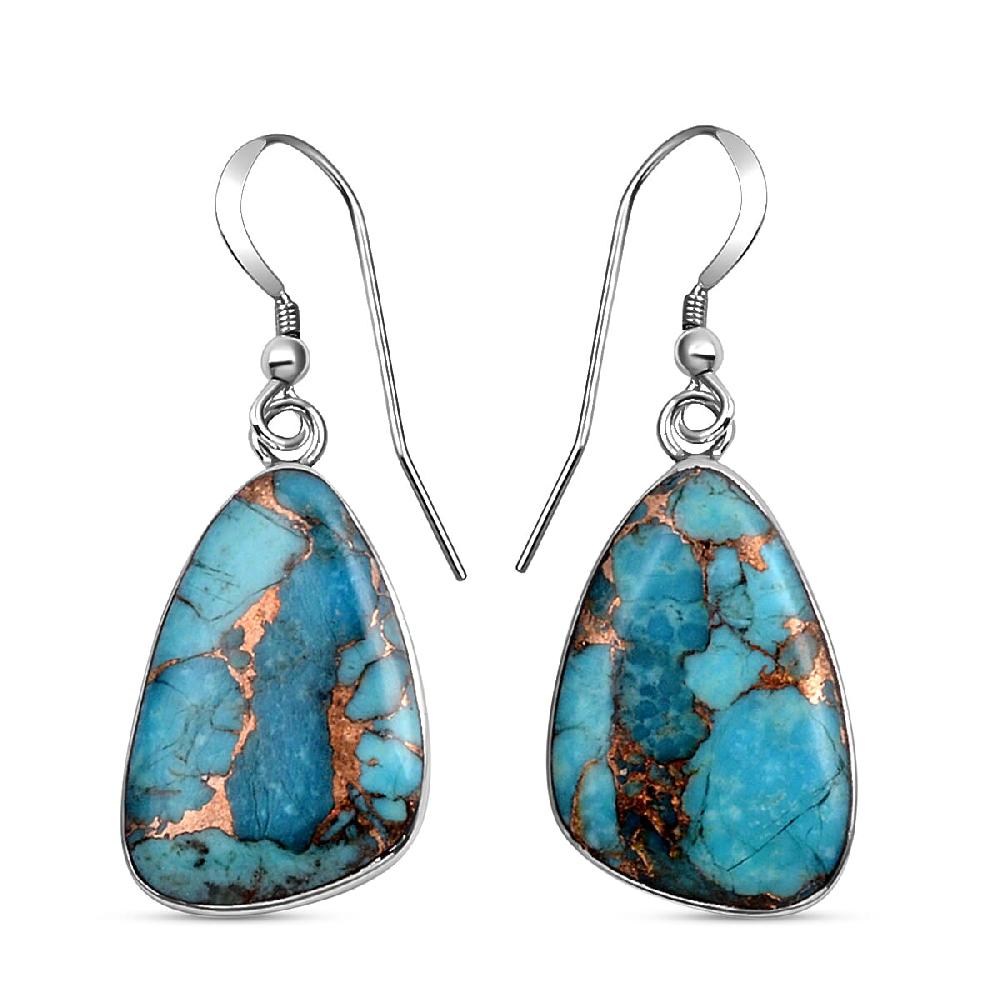 Santa Fe Style Mojave Blue 18.00 ctw Earrings in Sterling Silver Silver Solitaire Dangle Earrings Silver Jewelry For Women