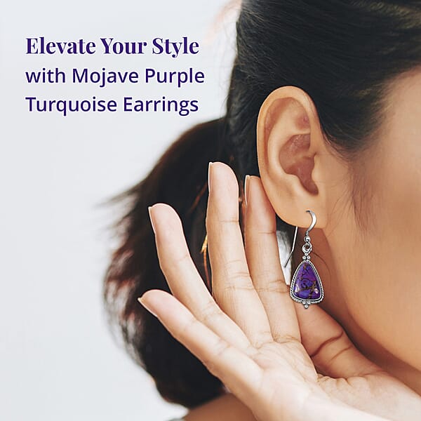 Santa Fe Style Mojave Purple Turquoise 2.20 Ctw Earrings In Sterling Silver Dangle Drop Earrings Western Jewelry For Women