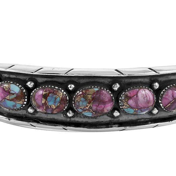 Santa Fe Style Mojave Purple Turquoise 68.00 Ctw Cuff Bracelet In Sterling Silver (Adjustable)