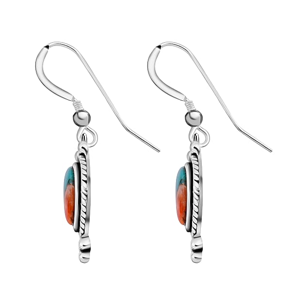 Santa Fe Style Spiny Turquoise 0.50 Ctw Earrings In Sterling Silver Silver Solitaire Earrings Silver Jewelry For Women