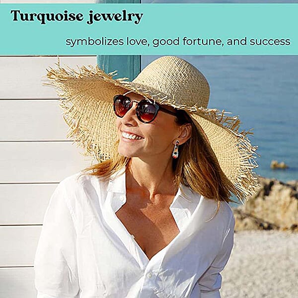 Santa Fe Style Spiny Turquoise 2.00 Ctw Earrings In Sterling Silver