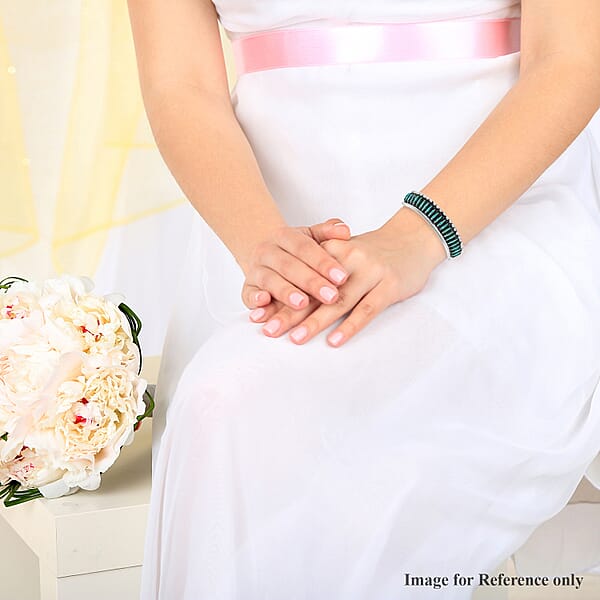 Santa Fe Style Turquoise Cuff Bracelet In Sterling Silver (7.00 In) 15 Grams 1.25 Ctw