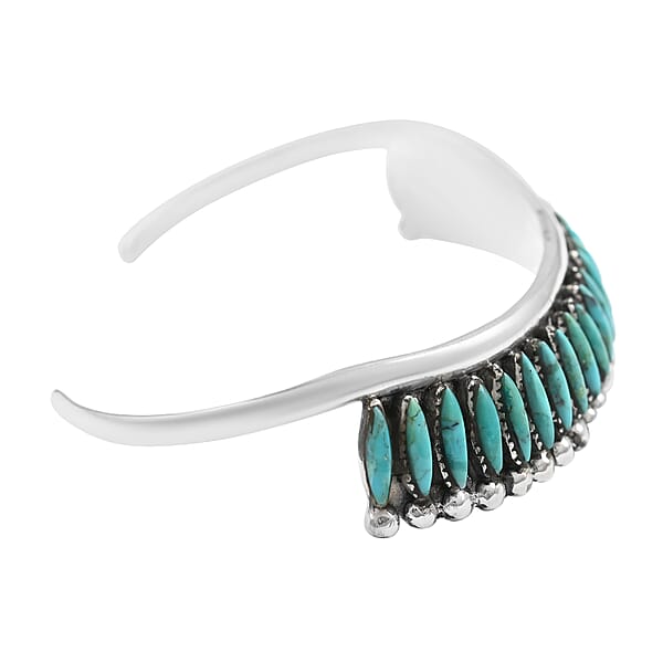 Santa Fe Style Turquoise Cuff Bracelet In Sterling Silver (7.00 In) 15 Grams 1.25 Ctw