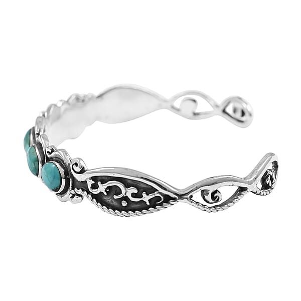 Santa Fe Style Turquoise Cuff Bracelet In Sterling Silver (7.00 In) 2.50 Ctw