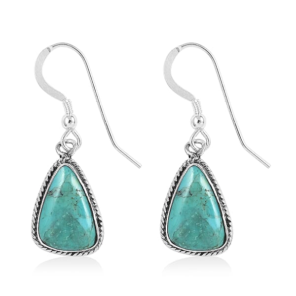 Santa Fe Style Turquoise Dangle Earrings In Sterling Silver 0.60 Ctw