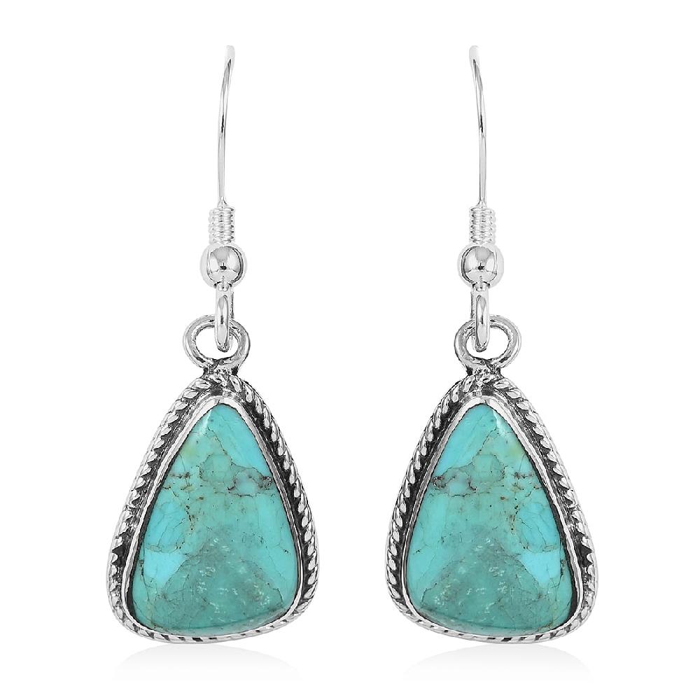 Santa Fe Style Turquoise Dangle Earrings in Sterling Silver 0.60 ctw