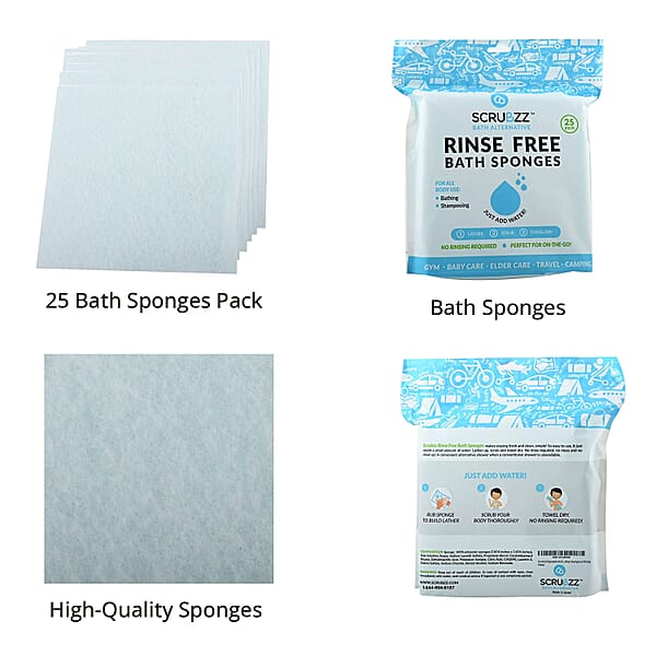 Scrubzz Bath Sponges Regular (25 Packs) Exfoliating Bath Sponges Shower Sponges Body Wash Sponge