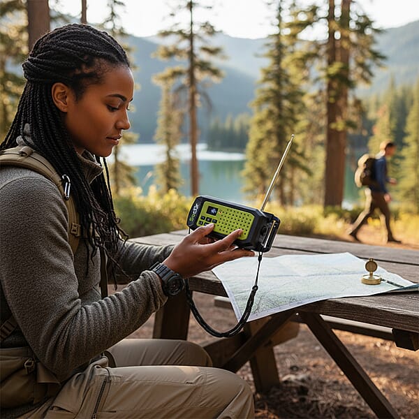 Secure NOAA Weather Band AM/FM - Flashlight Solar Crank Phone Charger And USB