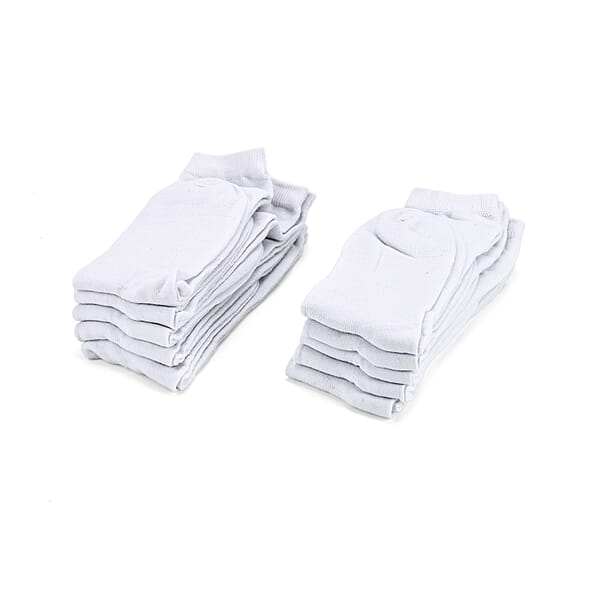 Set Of 10 Pairs 97% Polyester And 3% Spandex Kneehigh Socks - White