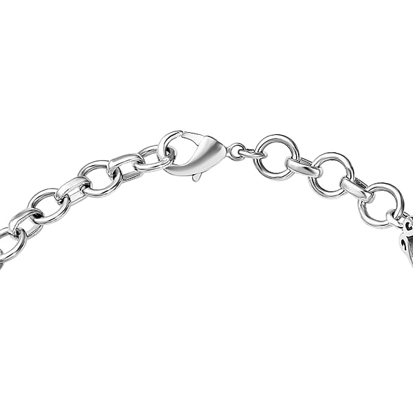 Set Of 2 Karis Connemara Marble And White Zircon 29.10 Ctw Hoop Earrings And Bracelet (7.25In) In Platinum Bond
