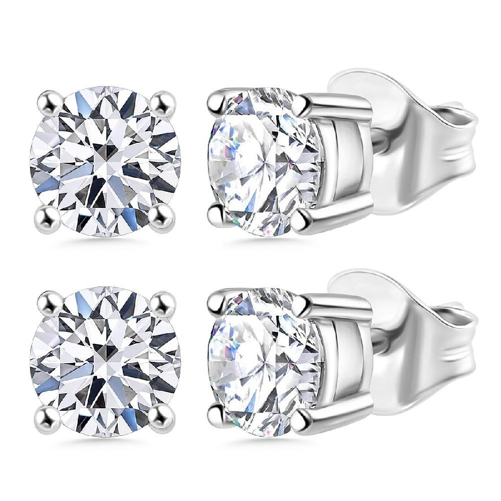 Set of 2 Luxuriant Lab Grown Diamond G-H SI 2.00 ctw Stud Earrings in Platinum Over Sterling Silver