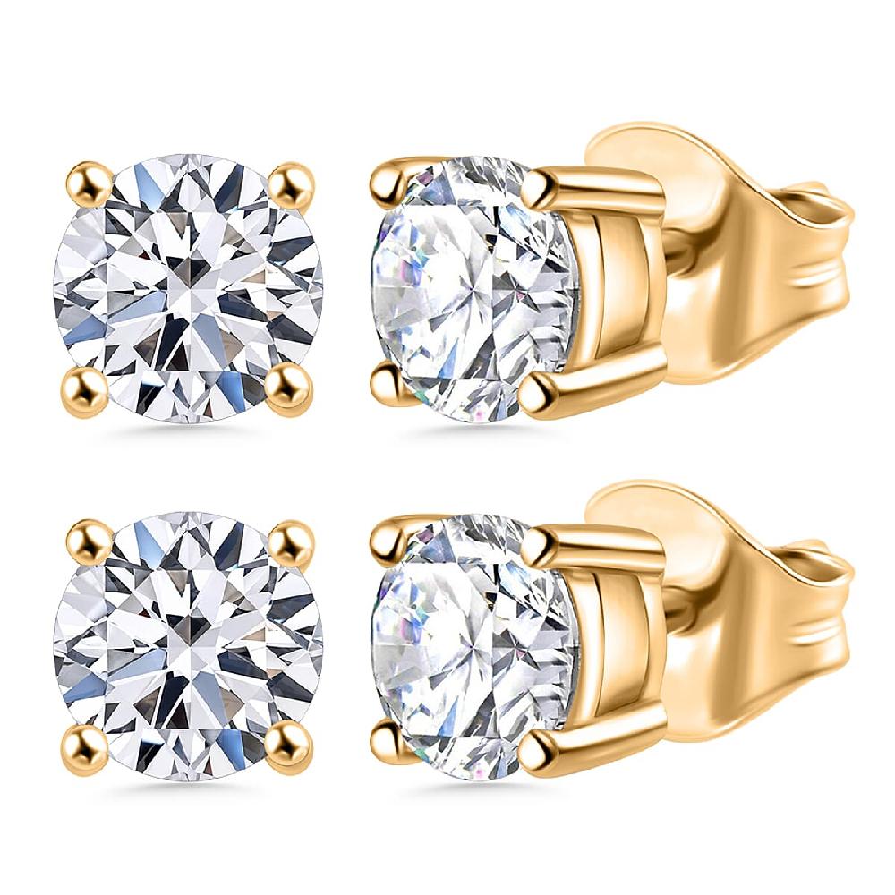 Set of 2 Luxuriant Lab Grown Diamond G-H SI 2.00 ctw Stud Earrings in Vermeil Yellow Gold Over Sterling Silver