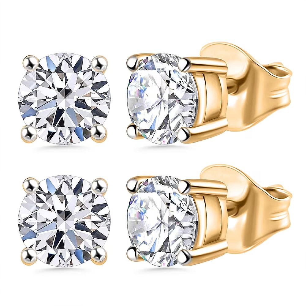 Set of 2 Luxuriant Lab Grown Diamond G SI1 2.00 ctw Solitaire Stud Earrings in 14K Yellow Gold