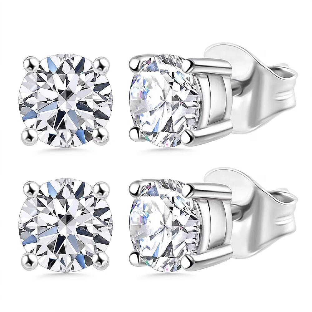 Set of 2 Luxuriant Lab Grown Diamond G SI1 2.00 ctw Solitaire Stud Earrings in 14K White Gold