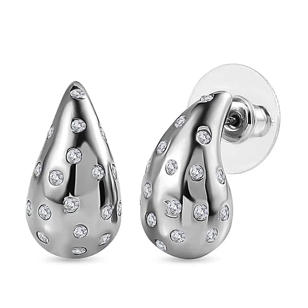 Set Of 2 Moissanite Raindrop Tear Drop Statement Earrings In Vermeil YG And Platinum Over Sterling Silver 1.90 Ctw
