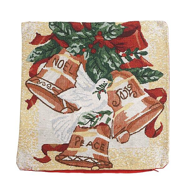 Set Of 2 Multi Color Christmas Bells Jacquard Woven Cushion Covers Pillow Protectors Pillow Cover Pillow Shams Pillow Case Covers