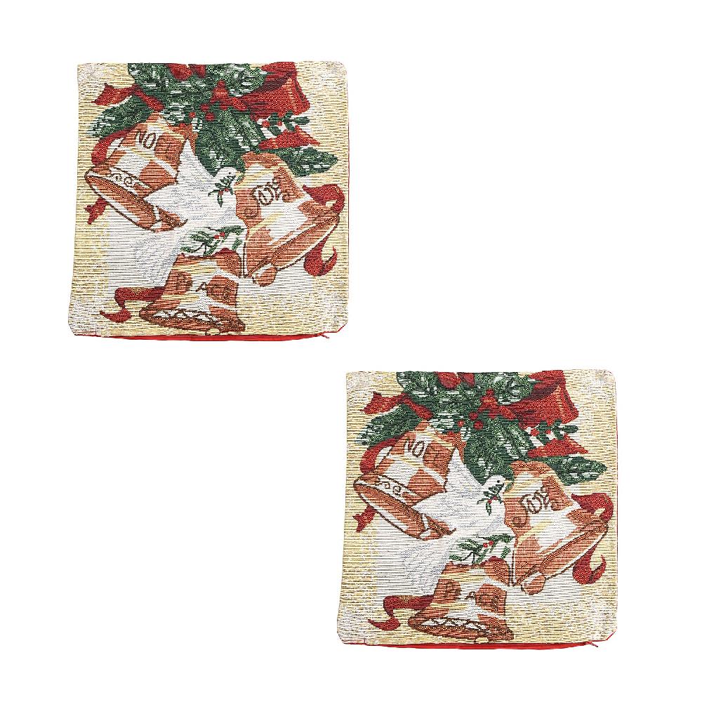 Set of 2 Multi Color Christmas Bells Jacquard Woven Cushion Covers Pillow Protectors Pillow Cover Pillow Shams Pillow Case Covers