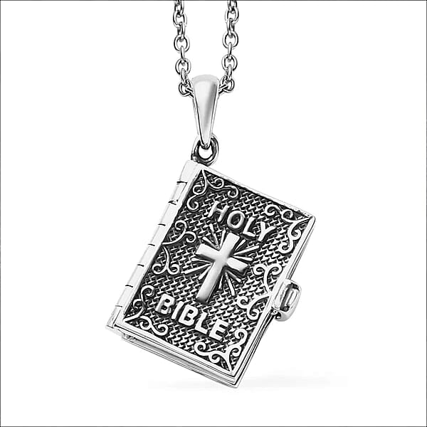 Set Of 2 Openable Holy Cross Bible Pendant In Sterling Silver With Stainless Steel Necklace (20 Inches) (Del. In 10-12 Days)