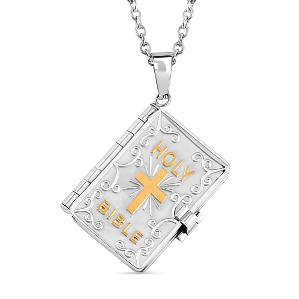 Set Of 3 Bible Pendant Necklace (24 Inches) In ION Plated YG And Steel (Del. In 10-12 Days)