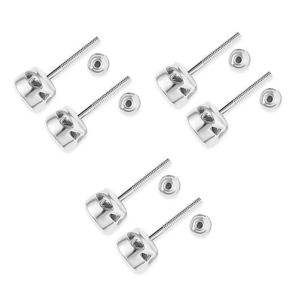 Set Of 3 D'Joy Poke Free Multi Gemstone 1.45 Ctw Stud Earrings In Rhodium Over Sterling Silver