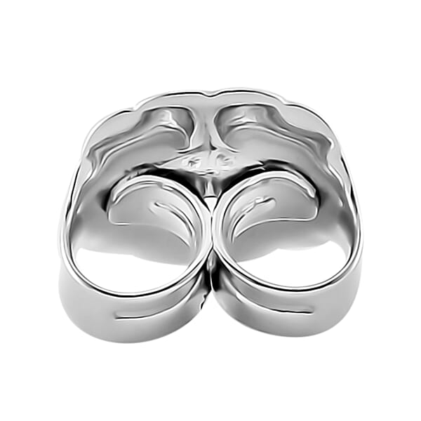 Set Of 4 - Rhodium Over Sterling Silver 9mm Ear Nut 3.20 Grams