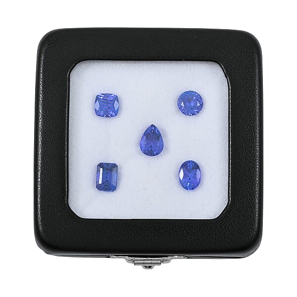 Set Of 5 AAAA Tanzanite (Trillion Octagon Pear Cushion Or Round Shape) 5.00 Ctw