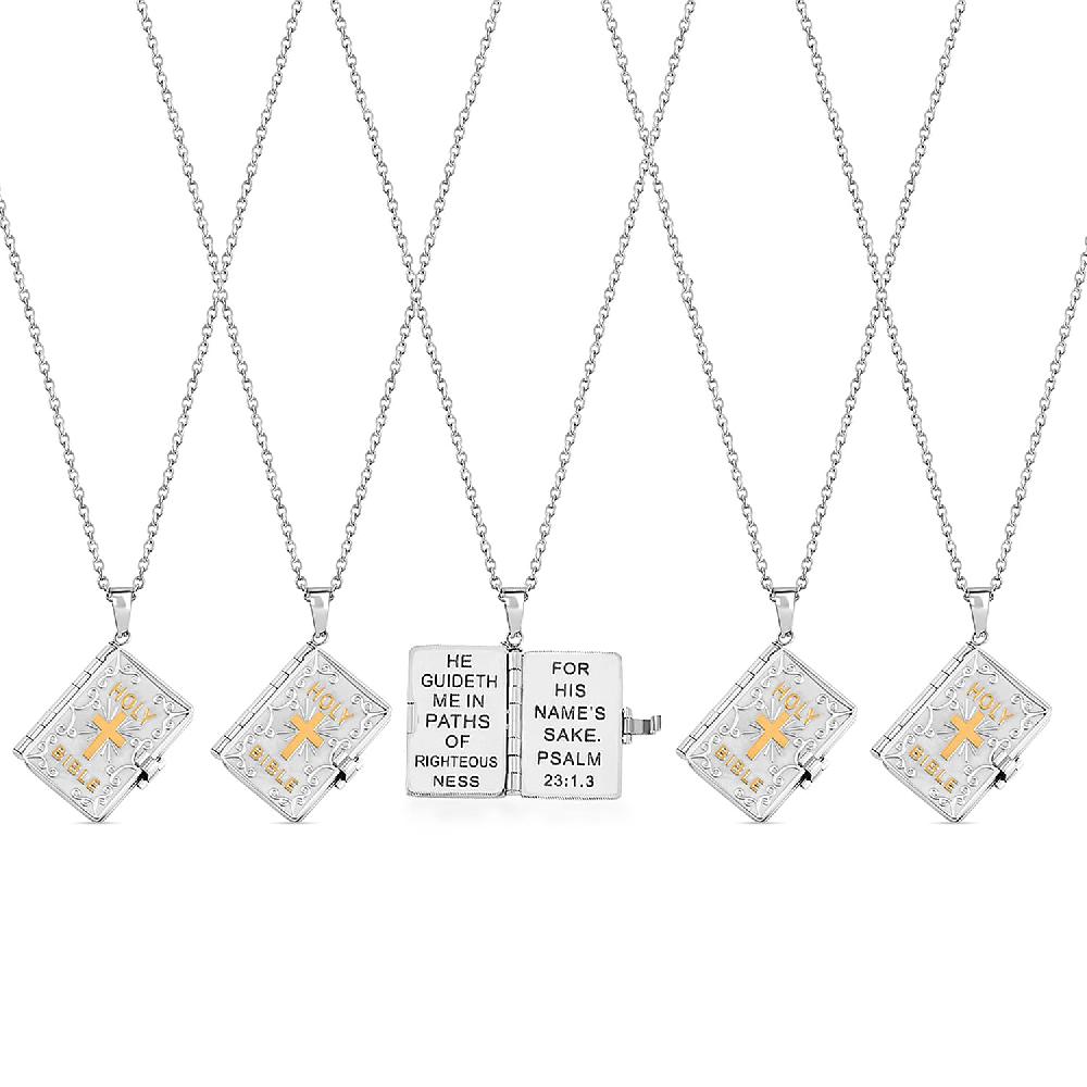 Set of 5 Bible Pendant Necklace (24 Inches) in ION Plated YG and Steel (Del. In 10-12 Days)