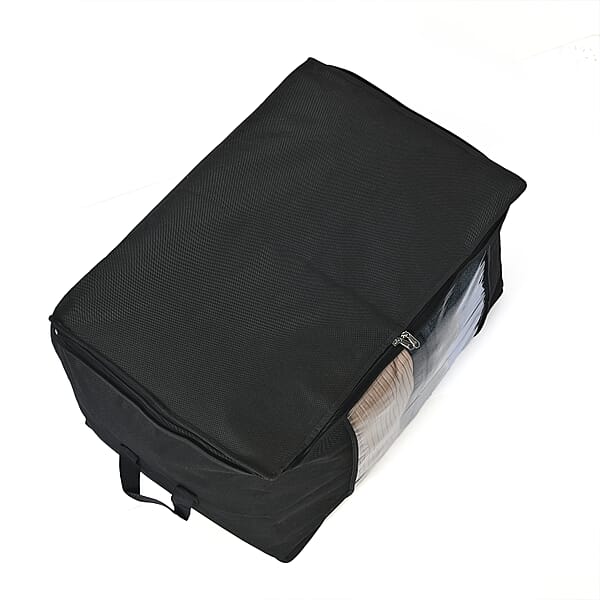 Set Of 5 Black Non-Woven Fabric Storage Bag With Clear Window
