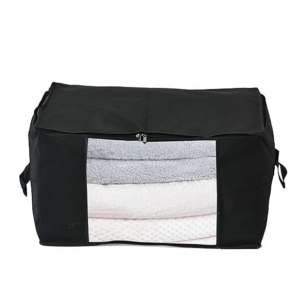 Set Of 5 Black Non-Woven Fabric Storage Bag With Clear Window