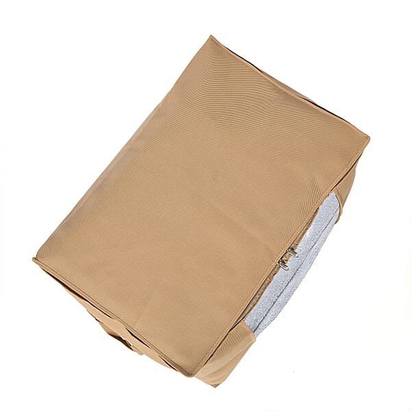 Set Of 5 Dark Beige Non-Woven Fabric Storage Bag With Clear Window