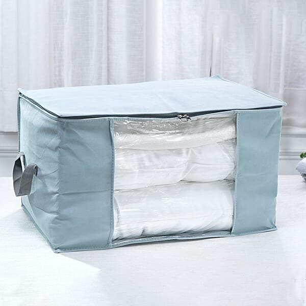 Set Of 5 Dark Grey Non-Woven Fabric Storage Bag With Clear Window