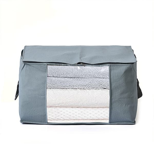 Set Of 5 Dark Grey Non-Woven Fabric Storage Bag With Clear Window