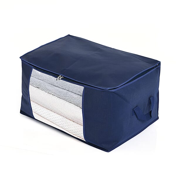 Set Of 5 Dark Navy Non-Woven Fabric Storage Bag With Clear Window