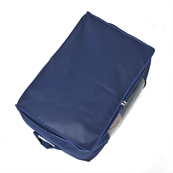 Set Of 5 Dark Navy Non-Woven Fabric Storage Bag With Clear Window