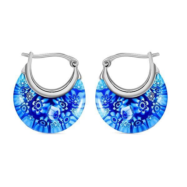 Set Of 5 Multi Color Murano Style Basket Earrings In Stainless Steel (Del. In 10-12 Days)