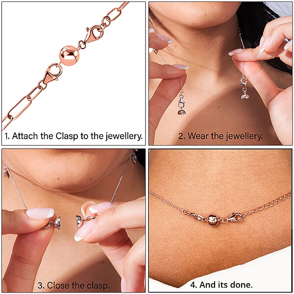 Set Of 6 Rhodium 14K YG And RG Over Sterling Silver 9mm Round Magnetic Lock With Lobster Clasp (14.82 G)