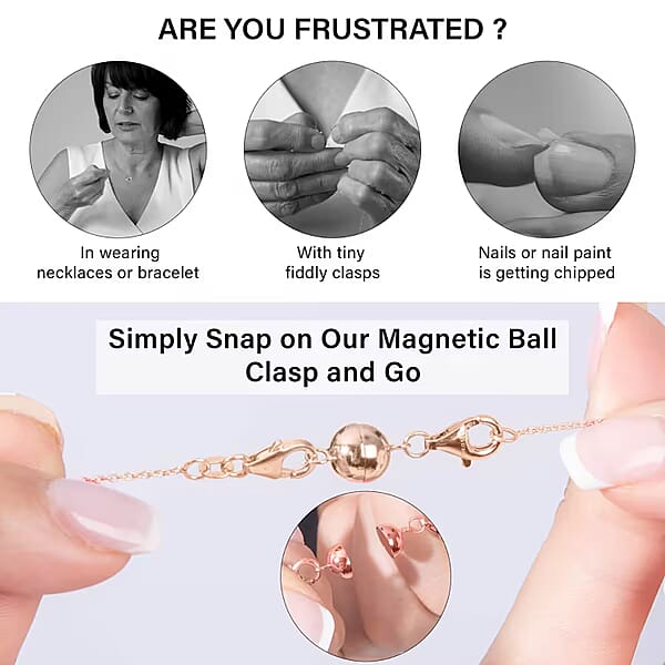 Set Of Three 14K Rose Gold Over Sterling Silver Magnetic Lock With Lobster Clasp 7.40 Grams