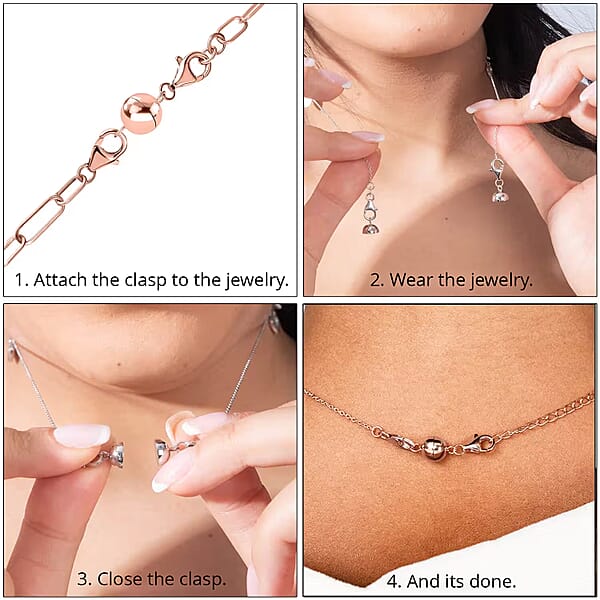 Set Of Three 14K Rose Gold Over Sterling Silver Magnetic Lock With Lobster Clasp 7.40 Grams