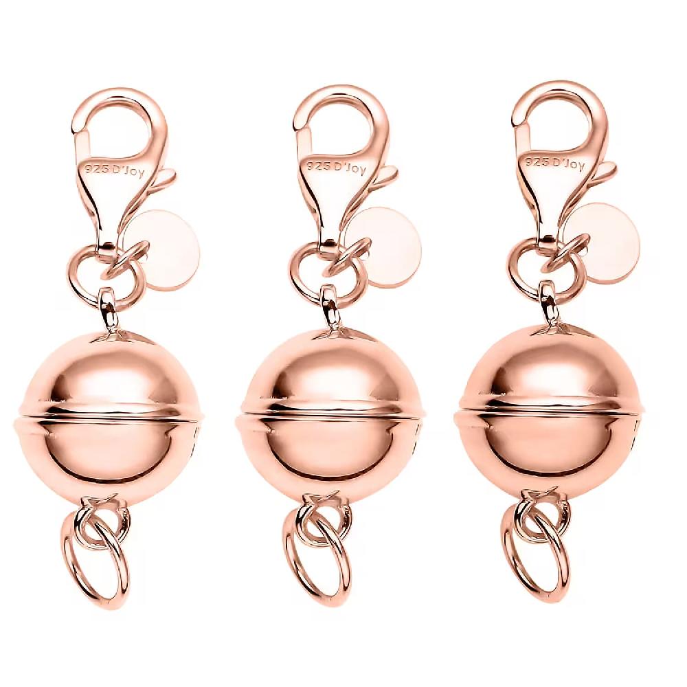 Set of Three 14K Rose Gold Over Sterling Silver Magnetic Lock with Lobster Clasp 7.40 Grams