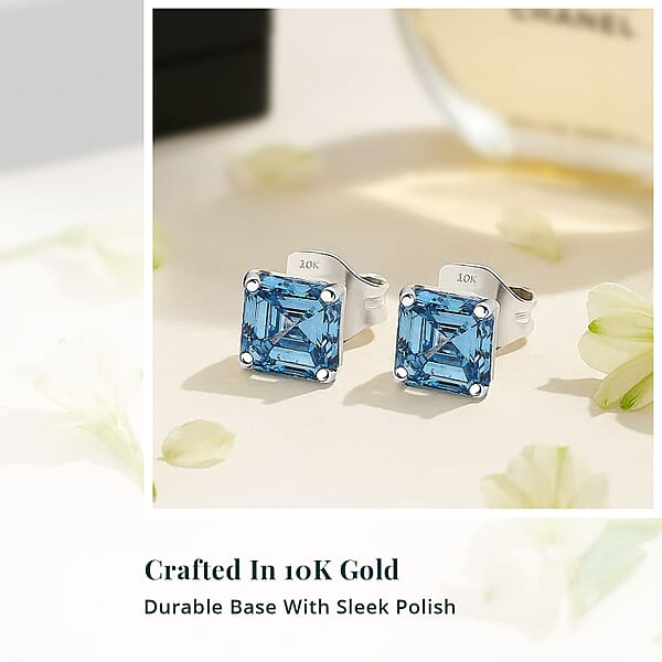 SGL Certified Luxuriant Lab Grown Blue Diamond (IR) 2.00 Ctw Stud Earrings In 10K White Gold