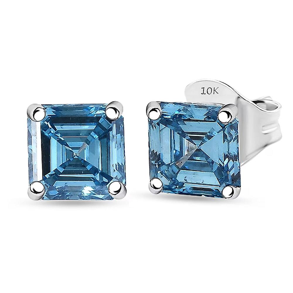 SGL Certified Luxuriant Lab Grown Blue Diamond (IR) 2.00 ctw Stud Earrings in 10K White Gold