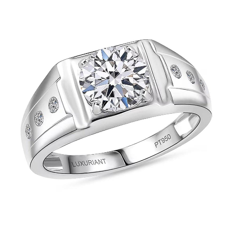 SGL Certified Luxuriant Lab Grown Diamond (E-F VS) Art Deco Men's Ring in 950 Platinum 2.20 ctw