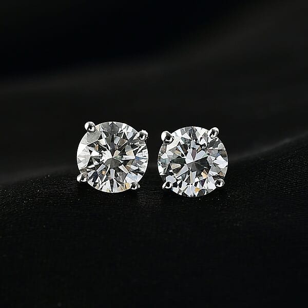SGL Certified Luxuriant Lab Grown Diamond G-H SI 1.50 Ctw Solitaire Stud Earrings In 10K Yellow Gold