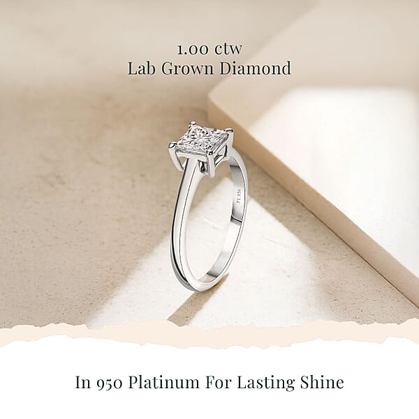 SGL Certified Luxuriant Lab Grown Diamond G-H VS 1.00 Ctw Solitaire Ring In 950 Platinum (Size 6.5)
