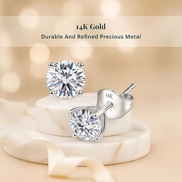 SGL Certified Luxuriant Lab Grown Diamond SI 1.00 Ctw Solitaire Stud Earrings In 14K White Gold