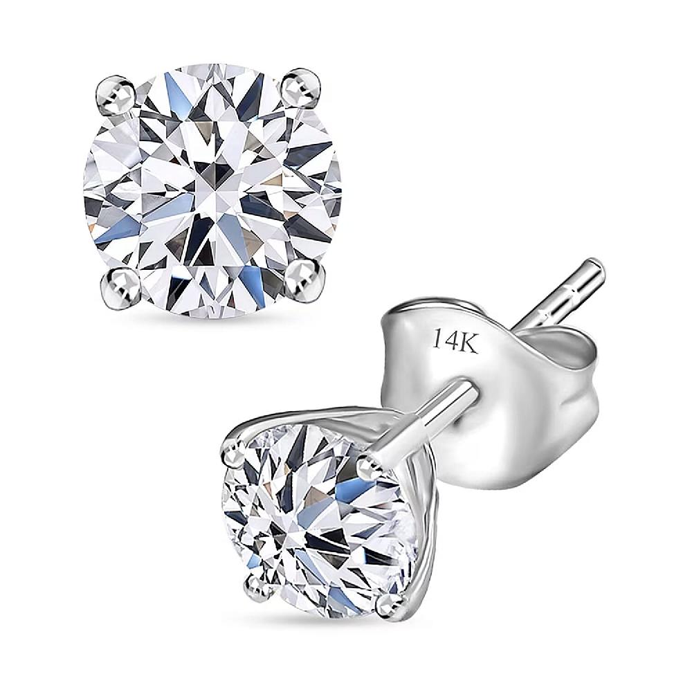 SGL Certified Luxuriant Lab Grown Diamond SI 1.00 ctw Solitaire Stud Earrings in 14K White Gold