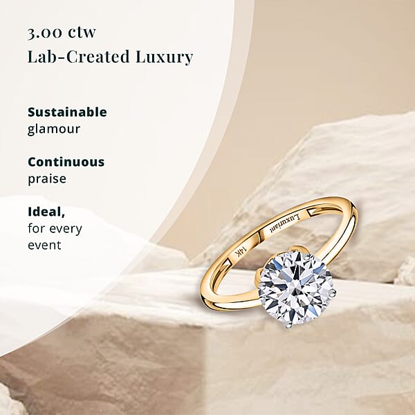 SGL Certified Luxuriant Lab Grown Diamond VS 3.00 Ctw Ring In 14K Yellow Gold