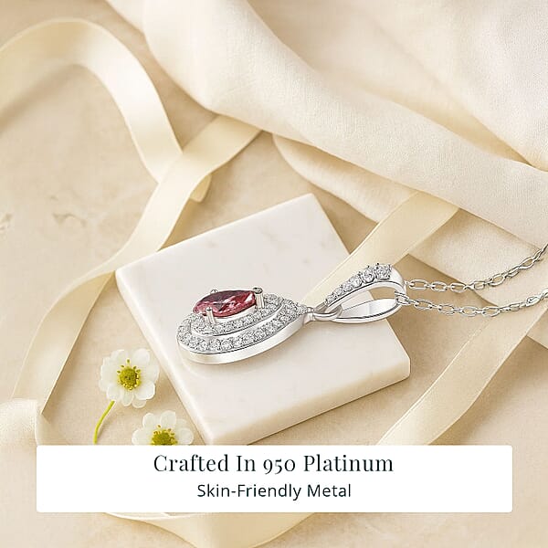 SGL Certified Luxuriant Lab Grown Pink Diamond (IR) VS And Lab Grown Diamond 1.00 Ctw Pendant Necklace In 950 Platinum 20 Inches