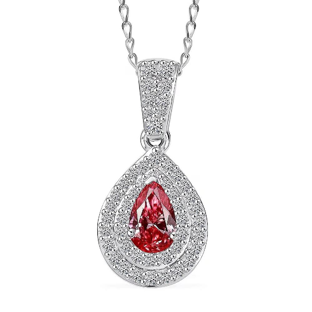 SGL Certified Luxuriant Lab Grown Pink Diamond (IR) VS And Lab Grown Diamond 1.00 Ctw Pendant Necklace In 950 Platinum 20 Inches