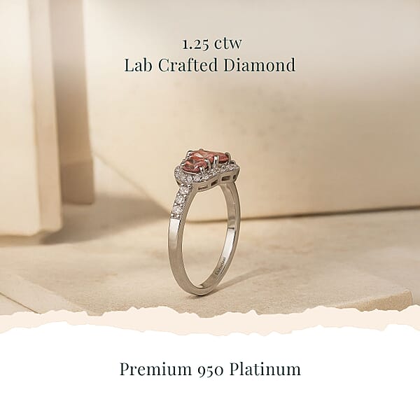SGL Certified Luxuriant Lab Grown Pink Diamond Lab Grown Diamond Love Ring In 950 Platinum 1.25 Ctw